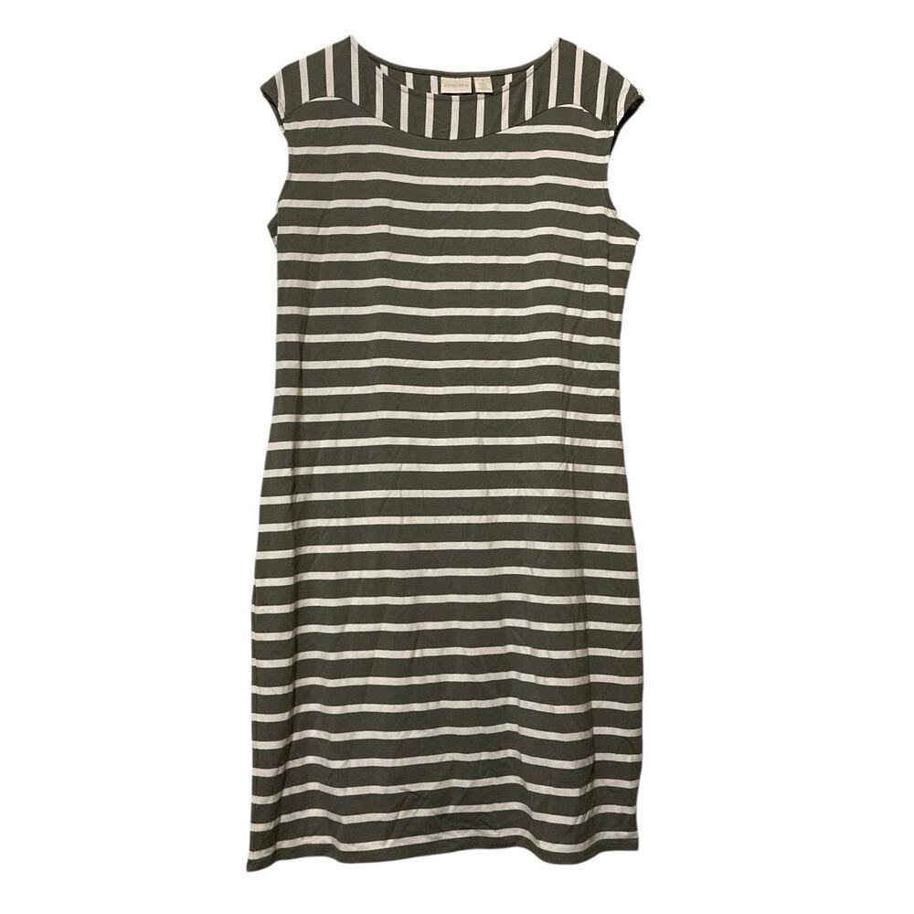 Chico's Striped dress women's Size 1 (Medium) Green and White‎ Relaxed Comfy